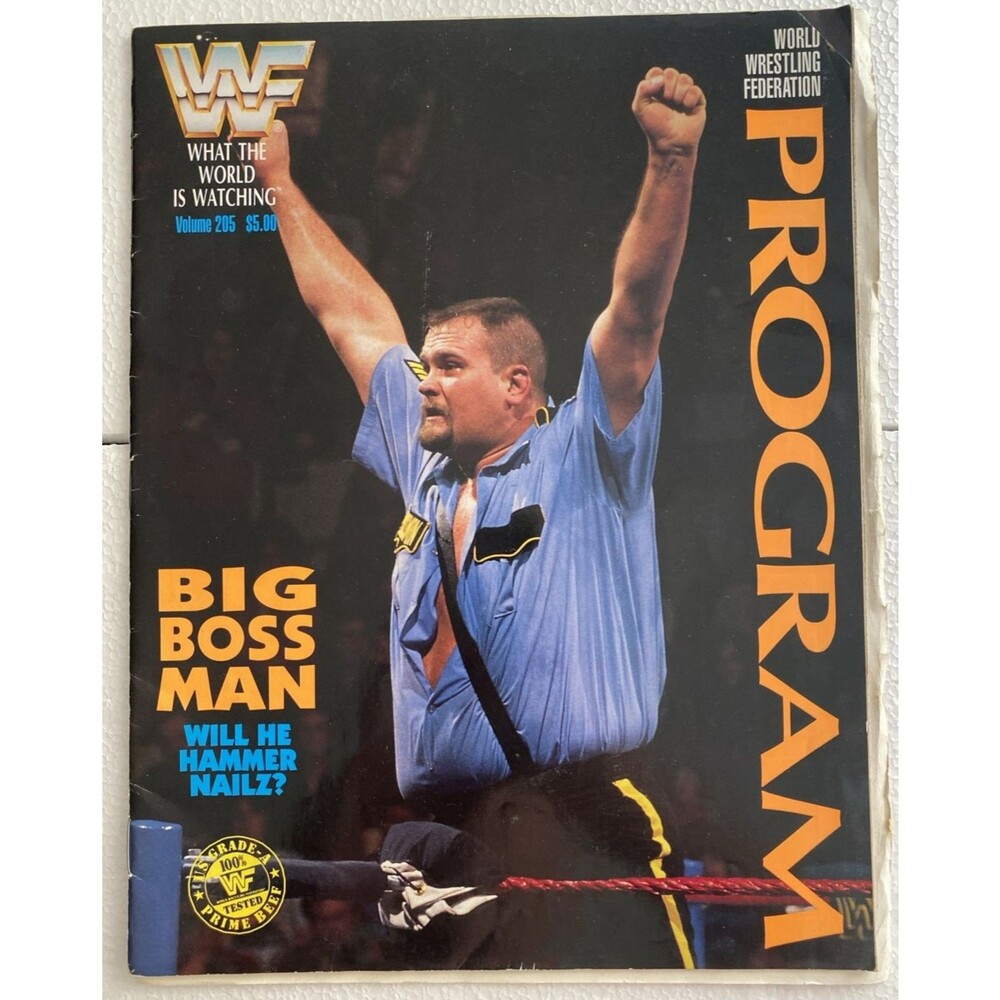 Vintage WWF Event Program Vol 205 Big Boss Man Cover Nailz WBF Bodystars 1992
